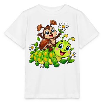 Maikäfer auf Raupe - Stanley/Stella Kinder T-Shirt MINI CREATOR  - Weiß - Vorne - Maike (125cm)