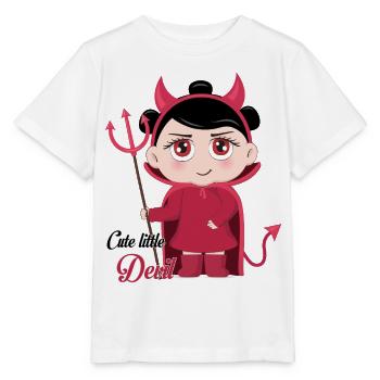Süßes kleines Teufel-Chibi-Mädchen mit Mistgabel-Graphi - Stanley/Stella Kinder T-Shirt MINI CREATOR  - Weiß - Vorne - Maike (125cm)