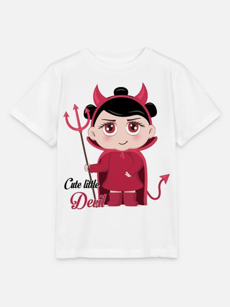 Süßes kleines Teufel-Chibi-Mädchen mit Mistgabel-Graphi - Stanley/Stella Kinder T-Shirt MINI CREATOR - Weiß