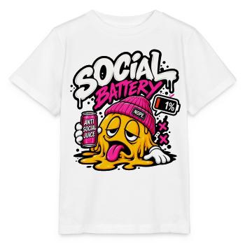 Social Battery Schmelze Grafik - Stanley/Stella Kinder T-Shirt MINI CREATOR  - Weiß - Vorne - Maike (125cm)