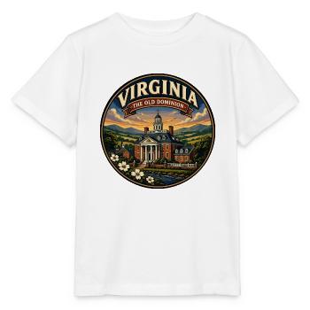 Virginia Old Dominion Retro Capitol Mansion-Abzeichen - Stanley/Stella Kinder T-Shirt MINI CREATOR  - Weiß - Vorne - Maike (125cm)