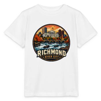 Richmond River City Vintage-Brückenemblem - Stanley/Stella Kinder T-Shirt MINI CREATOR  - Weiß - Vorne - Maike (125cm)
