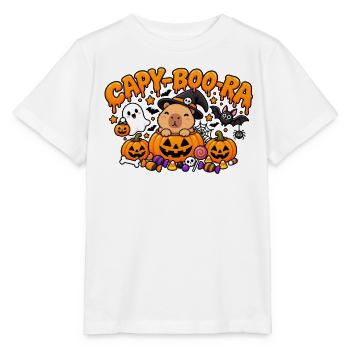 Capybara Halloween - Capy-Boo-Ra - Stanley/Stella Kinder T-Shirt MINI CREATOR  - Weiß - Vorne - Maike (125cm)