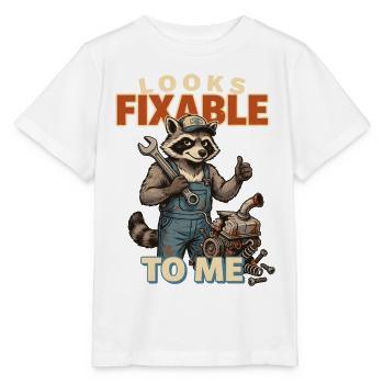Waschbär Mechaniker: Looks Fixable - Stanley/Stella Kinder T-Shirt MINI CREATOR  - Weiß - Vorne - Maike (125cm)