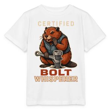 Certified Bolt Whisperer - Stanley/Stella Kinder T-Shirt MINI CREATOR  - Weiß - Vorne - Maike (125cm)
