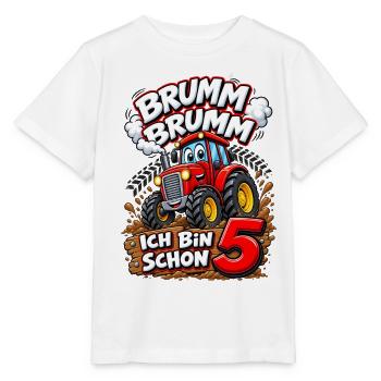 Ich bin schon 5 Jahre alte - Traktor 5 Geburtstag - Stanley/Stella Kinder T-Shirt MINI CREATOR  - Weiß - Vorne - Maike (125cm)