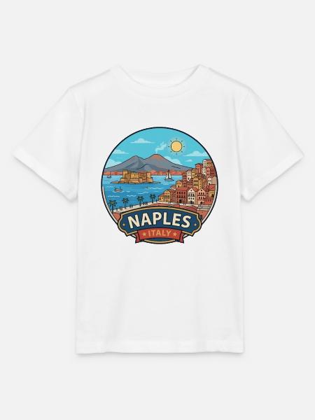 Neapel, Italien, Vesuv-Bucht Reiseabzeichen - Stanley/Stella Kinder T-Shirt MINI CREATOR - Weiß