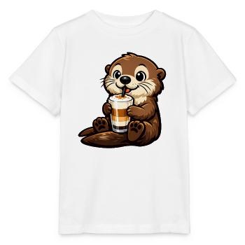 Seeotter mit Latte Macchiato - Stanley/Stella Kinder T-Shirt MINI CREATOR  - Weiß - Vorne - Maike (125cm)