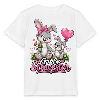 Große Schwester – Süßes Hasen Geschwistermotiv - Stanley/Stella Kinder T-Shirt MINI CREATOR  - Weiß - Vorne - Maike (125cm)