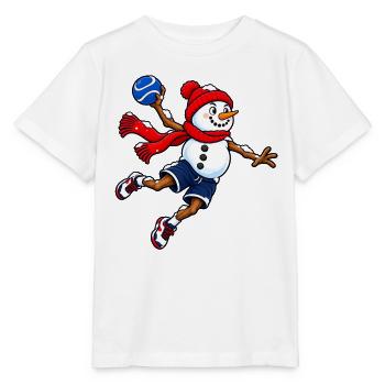 Handball-Schneemann im Sprungwurf - Stanley/Stella Kinder T-Shirt MINI CREATOR  - Weiß - Vorne - Maike (125cm)