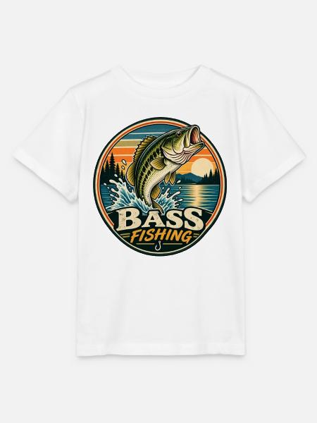 Barschfischen Sunrise Round Patch - Stanley/Stella Kinder T-Shirt MINI CREATOR  - Weiß