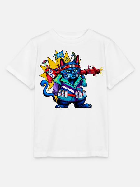 Kosmischer Katzen-Ranger - Stanley/Stella Kinder T-Shirt MINI CREATOR - Weiß