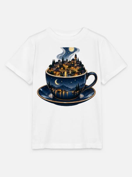 Mondbeschienene Stadtlandschaft Teetasse - Stanley/Stella Kinder T-Shirt MINI CREATOR - Weiß