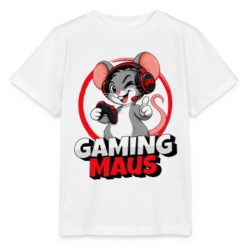 Gaming Maus Gamer Cartoon mit Headset - Stanley/Stella Kinder T-Shirt MINI CREATOR  - Weiß - Vorne - Maike (125cm)