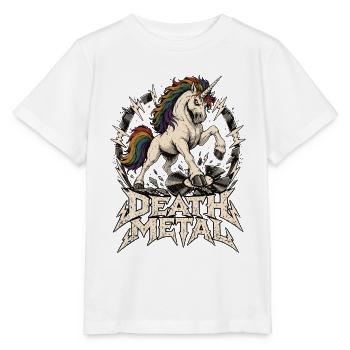 Death Metal Einhorn – Metal Unicorn Vinyl - Stanley/Stella Kinder T-Shirt MINI CREATOR  - Weiß - Vorne - Maike (125cm)
