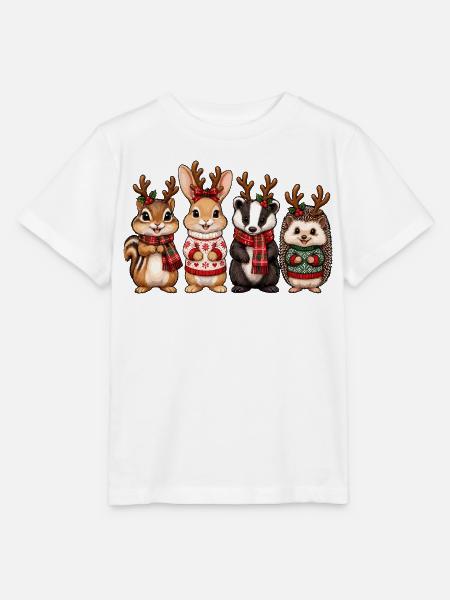 Waldtiere mit Rentiergeweih – Weihnachten - Stanley/Stella Kinder T-Shirt MINI CREATOR - Weiß
