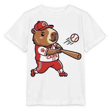 Niedliche Capybara-Baseballspieler-Sportästhetik - Stanley/Stella Kinder T-Shirt MINI CREATOR  - Weiß - Vorne - Maike (125cm)