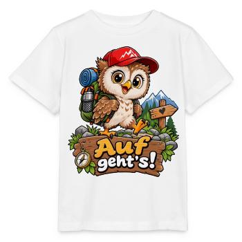 AbenteuerEule Auf geht's - Stanley/Stella Kinder T-Shirt MINI CREATOR  - Weiß - Vorne - Maike (125cm)