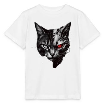 Halb-Katze Cyborg-Katze - Stanley/Stella Kinder T-Shirt MINI CREATOR  - Weiß - Vorne - Maike (125cm)