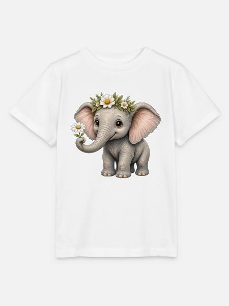 Cute Elephant – Daisy Trunk Friend - Stanley/Stella Kinder T-Shirt MINI CREATOR - Weiß