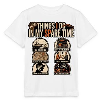 Was ich in meiner Freizeit tue Angeln - Stanley/Stella Kinder T-Shirt MINI CREATOR  - Weiß - Vorne - Maike (125cm)