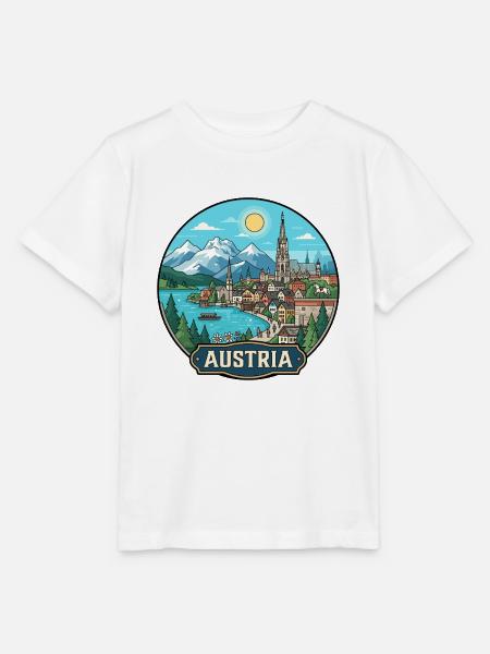 Austria Reiseabzeichen Hallstatt Alpen - Stanley/Stella Kinder T-Shirt MINI CREATOR  - Weiß