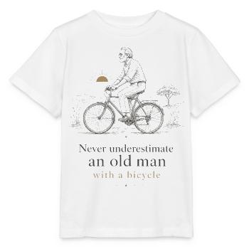 Alte Mann auf Fahrrad Sonnenaufgang - Stanley/Stella Kinder T-Shirt MINI CREATOR  - Weiß - Vorne - Maike (125cm)