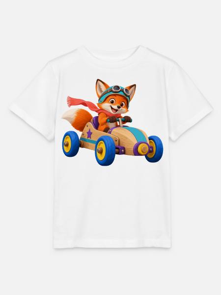 Fuchs Rennwagen Abenteuer - Stanley/Stella Kinder T-Shirt MINI CREATOR  - Weiß
