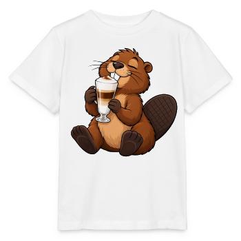 Biber mit Latte Macchiato - Stanley/Stella Kinder T-Shirt MINI CREATOR  - Weiß - Vorne - Maike (125cm)