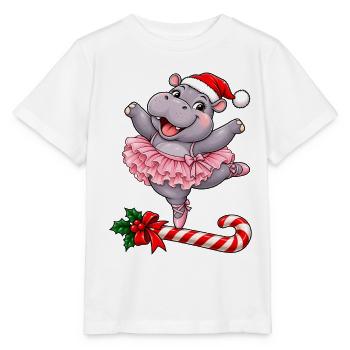 Weihnachten Nilpferd Ballett Ballerina Geschenk - Stanley/Stella Kinder T-Shirt MINI CREATOR  - Weiß - Vorne - Maike (125cm)