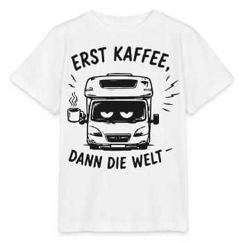 Erst Kaffee Dann Die Welt Bus - Stanley/Stella Kinder T-Shirt MINI CREATOR  - Weiß - Vorne - Maike (125cm)