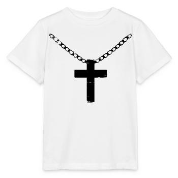 Kreuz mit Kette used look - Stanley/Stella Kinder T-Shirt MINI CREATOR  - Weiß - Vorne - Maike (125cm)