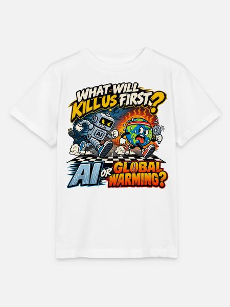 KI oder Erderwärmung – Das Weltuntergangsrennen - Stanley/Stella Kinder T-Shirt MINI CREATOR - Weiß