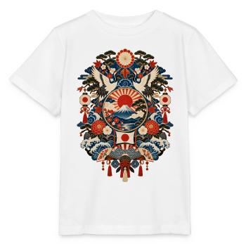 Japan | Fuji, Kraniche & Wellen - Stanley/Stella Kinder T-Shirt MINI CREATOR  - Weiß - Vorne - Maike (125cm)