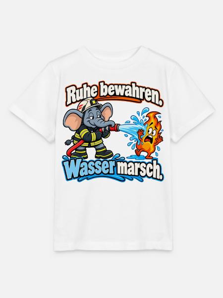 Feuerwehr-Elefant – Ruhe bewahren, Wasser marsch - Stanley/Stella Kinder T-Shirt MINI CREATOR - Weiß