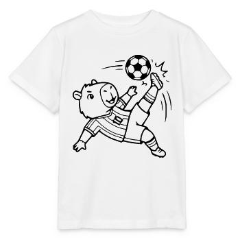 Niedliche Capybara-Fußballspieler-Übersicht - Stanley/Stella Kinder T-Shirt MINI CREATOR  - Weiß - Vorne - Maike (125cm)