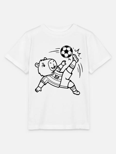 Niedliche Capybara-Fußballspieler-Übersicht - Stanley/Stella Kinder T-Shirt MINI CREATOR - Weiß