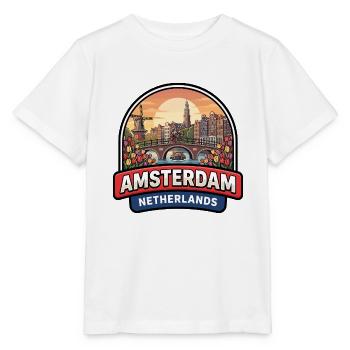 Amsterdam Niederlande Reiseabzeichen Kanäle Geschenk - Stanley/Stella Kinder T-Shirt MINI CREATOR  - Weiß - Vorne - Maike (125cm)
