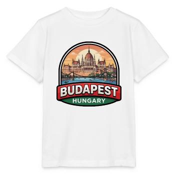 Budapest-Ungarn-Reiseabzeichen Parlamentsgeschenk - Stanley/Stella Kinder T-Shirt MINI CREATOR  - Weiß - Vorne - Maike (125cm)