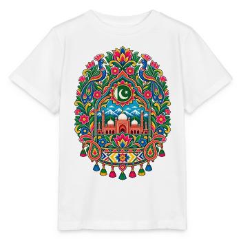 Pakistan | Pfauen, Moschee & Paisley - Stanley/Stella Kinder T-Shirt MINI CREATOR  - Weiß - Vorne - Maike (125cm)