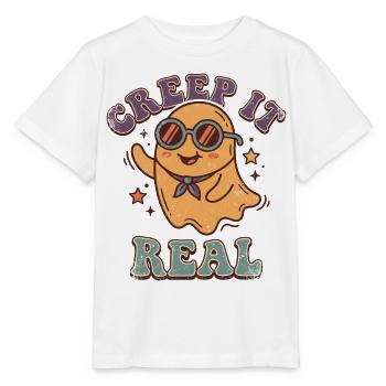 Retro Ghost Creep It Real Cool Halloween - Stanley/Stella Kinder T-Shirt MINI CREATOR  - Weiß - Vorne - Maike (125cm)