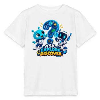 Frag. Erkunde. Entdecke. - Stanley/Stella Kinder T-Shirt MINI CREATOR  - Weiß - Vorne - Maike (125cm)