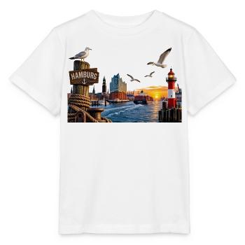 Hamburg Hafen Sonne - Stanley/Stella Kinder T-Shirt MINI CREATOR  - Weiß - Vorne - Maike (125cm)