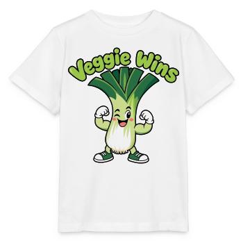 Veggie Wins: Lauchheld Cartoon - Stanley/Stella Kinder T-Shirt MINI CREATOR  - Weiß - Vorne - Maike (125cm)