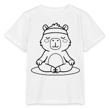 Niedliches Kapybara Yoga Meditation Zen Süßes Tier - Stanley/Stella Kinder T-Shirt MINI CREATOR  - Weiß - Vorne - Maike (125cm)