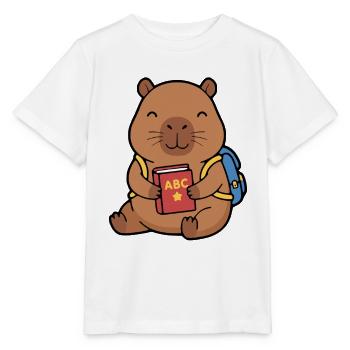 Niedliche Kapybara zurück in die Schule mit Rucksack - Stanley/Stella Kinder T-Shirt MINI CREATOR  - Weiß - Vorne - Maike (125cm)