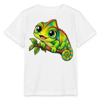 Chamäleon Kawaii Style – Süßes Reptil - Stanley/Stella Kinder T-Shirt MINI CREATOR  - Weiß - Vorne - Maike (125cm)