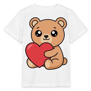 Kuschelbär mit Herz - Stanley/Stella Kinder T-Shirt MINI CREATOR  - Weiß - Vorne - Maike (125cm)