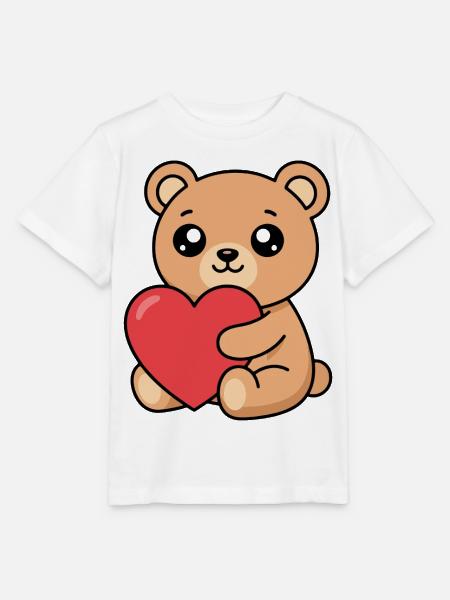 Kuschelbär mit Herz - Stanley/Stella Kinder T-Shirt MINI CREATOR - Weiß