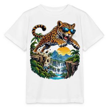 Actionreicher Jaguar für kleine Abenteurer  - Stanley/Stella Kinder T-Shirt MINI CREATOR  - Weiß - Vorne - Maike (125cm)